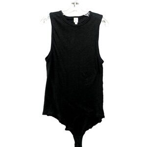 Intimately Free People Linen Blend Bodysuit Womens S Black Sleeveless Tank Knit